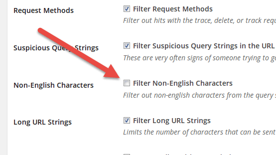 Снять Filter Non-English Character