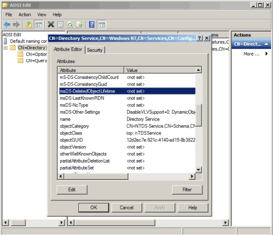 msDS-DeletedObjectLifetime
