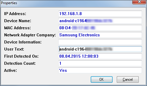информация о найденном устройстве информация о найденном устройстве