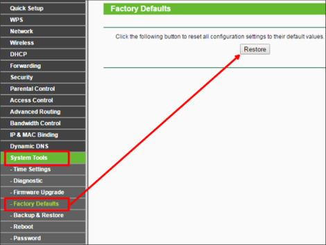 сброс настроек на роутере TP-LINK TL-WR940N