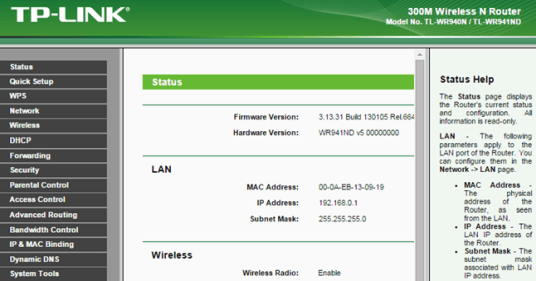 настройки роутера TP-LINK