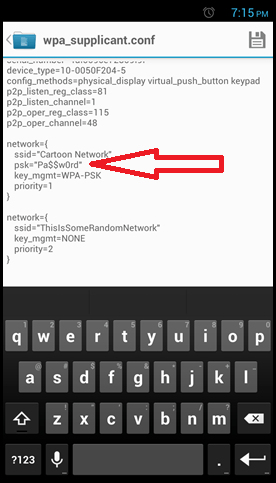 просматриваем пароли в файле wpa_supplicant.conf