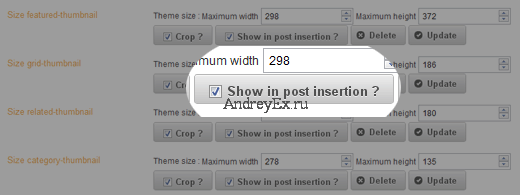 Показать вставки в пост