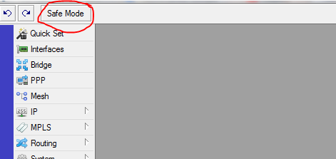 Кнопка safe mode в mikrotik