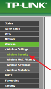 переходим в раздел Wireless Security