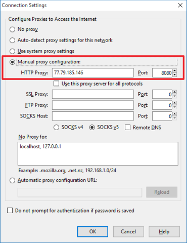 настройте браузер на использование прокси-серверов