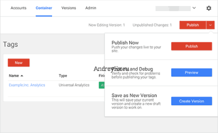 диспетчере тегов Google