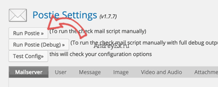 Запустить Postie