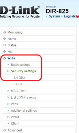 откройте раздел Wi-Fi – Security settings