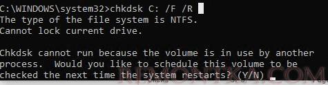 chkdsk системный диск заблокирован, запланировать его проверку при следующей перезагрузке