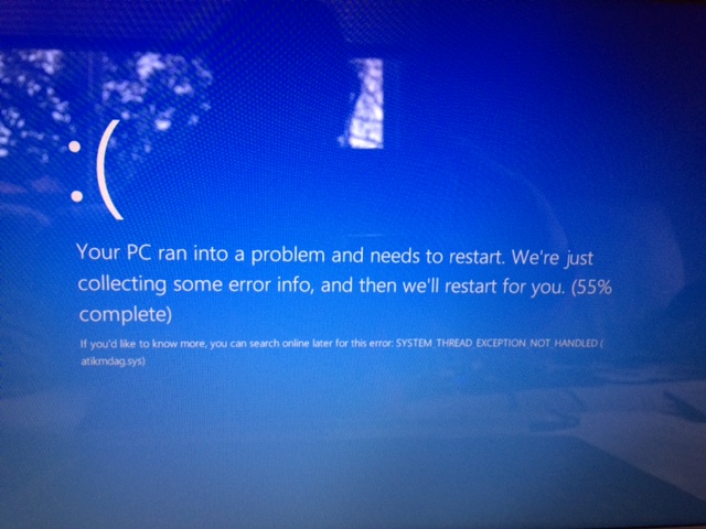 Исправление ошибки system thread exception not handled Windows 10