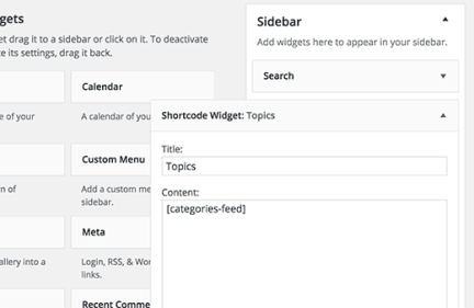 Шорткод в виджете