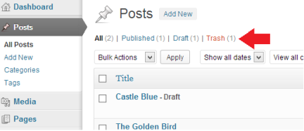 Обнаружение удаленных постов в корзине WordPress