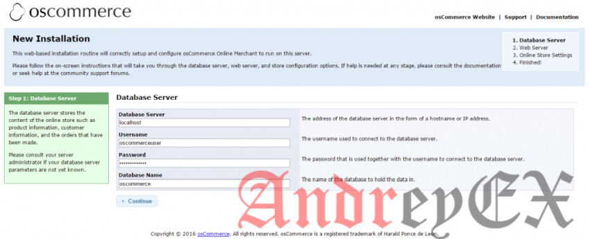 База данных osCommerce