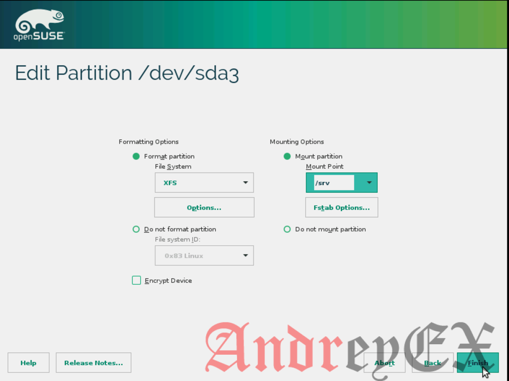 OpenSUSE. Точки монтирования
