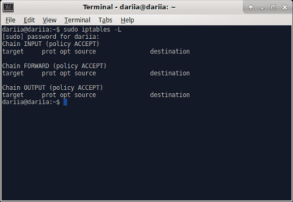 Screenshot iptables