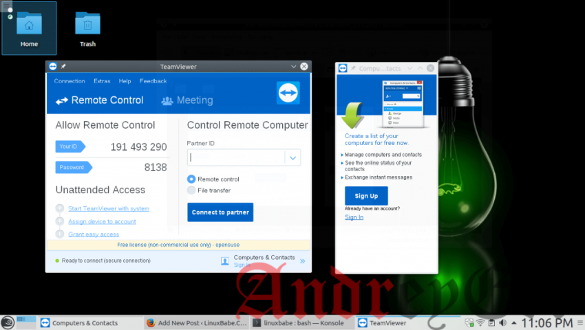 установленный TeamViewer на OpenSUSE 42.2 leap