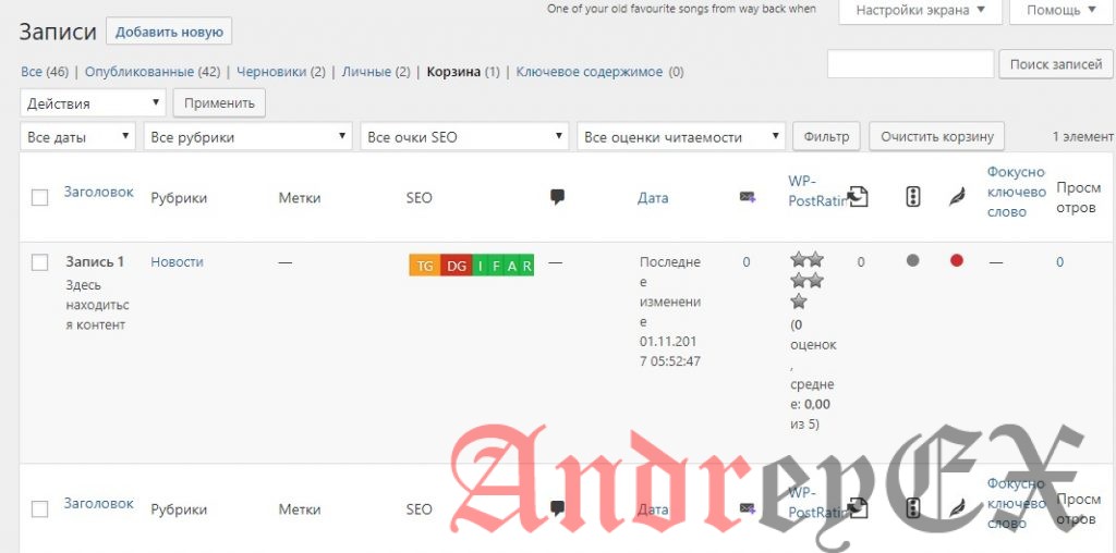 WordPress - Удаление постов
