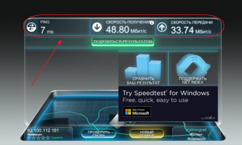 Итоговые результаты измерения