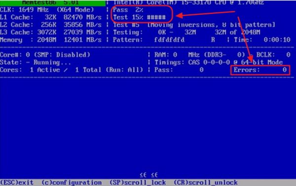 Окно утилиты Memtest86+