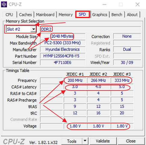 Вкладка SPD в программе CPUID CPU-Z