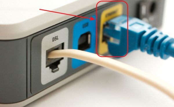 Панель разъёмов ADSL-модема