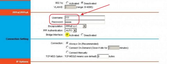 Ввод логина и пароля из договора с «Ростелекомом»
