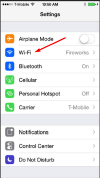 Переход к настройкам Wi-Fi