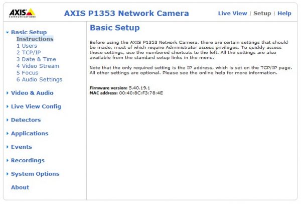 Предварительная мини-инструкция в веб-интерфейсе IP-камер Axis