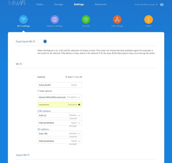 Настройки Wi-Fi в Xiaomi Router 3