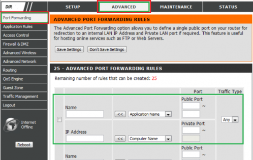 Пример интерфейса роутера