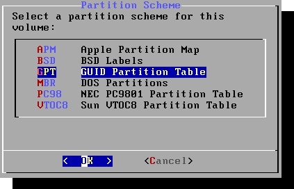 Выбираем таблицу разделов. 