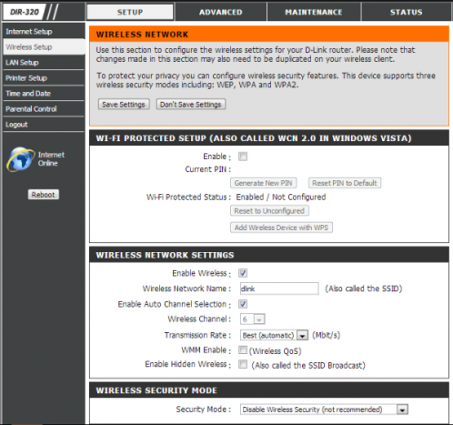 Начало настройки Wi-Fi на DIR-320