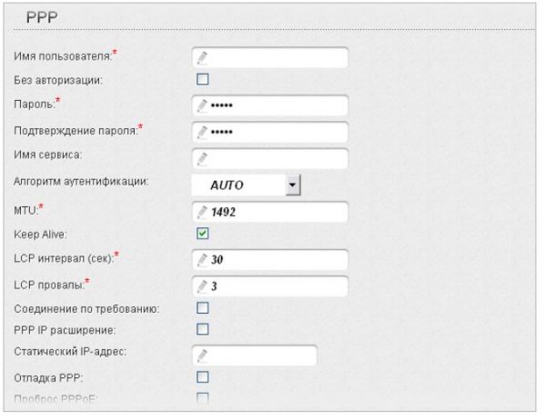 Расширенные настройки PPPoE-связи для DIR-632