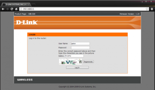 Вход на роутер DIR-320 по умолчанию