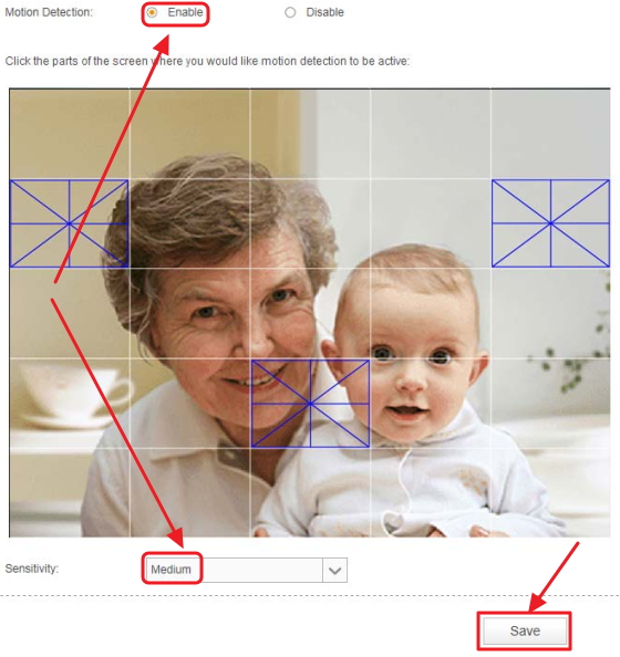 Консоль настройки датчика движения