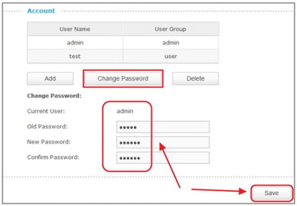 Изменение пароля администратора