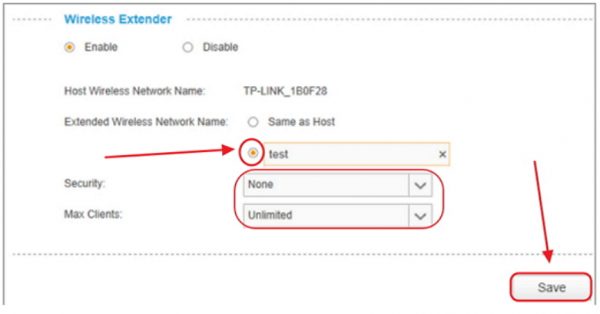 Консоль ручной установки параметров усиления Wi-Fi-сети