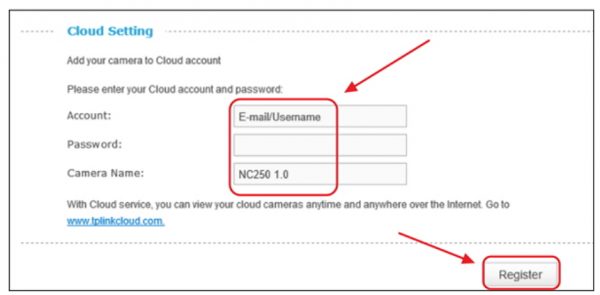 Подключение камеры к сервису TP-Link Cloud