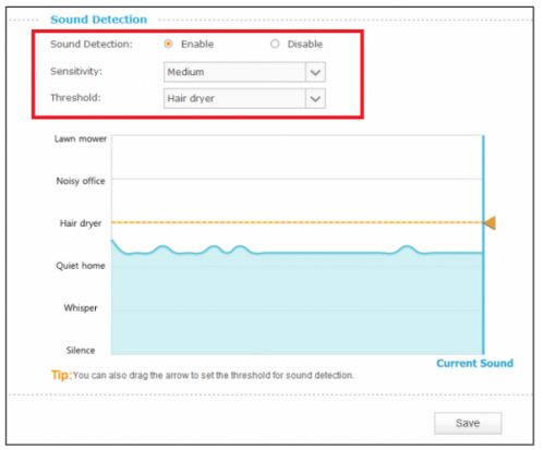 Консоль настройки датчика звука