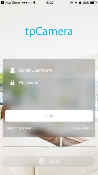 Стартовый экран приложения tpCamera