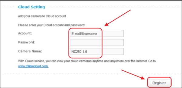 Подключение камеры к сервису TP-LINK Cloud