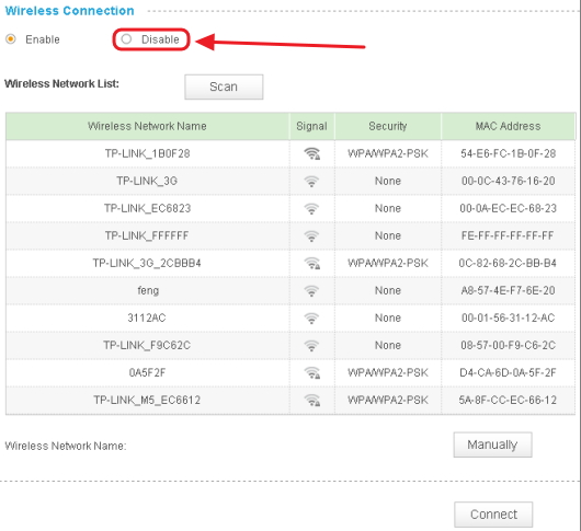 Отключение функции подключения к Wi-Fi-сети