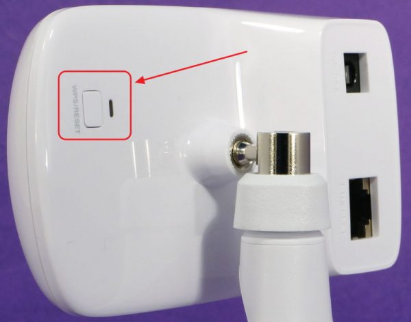 Внешний вид и расположение кнопки WPS/Reset