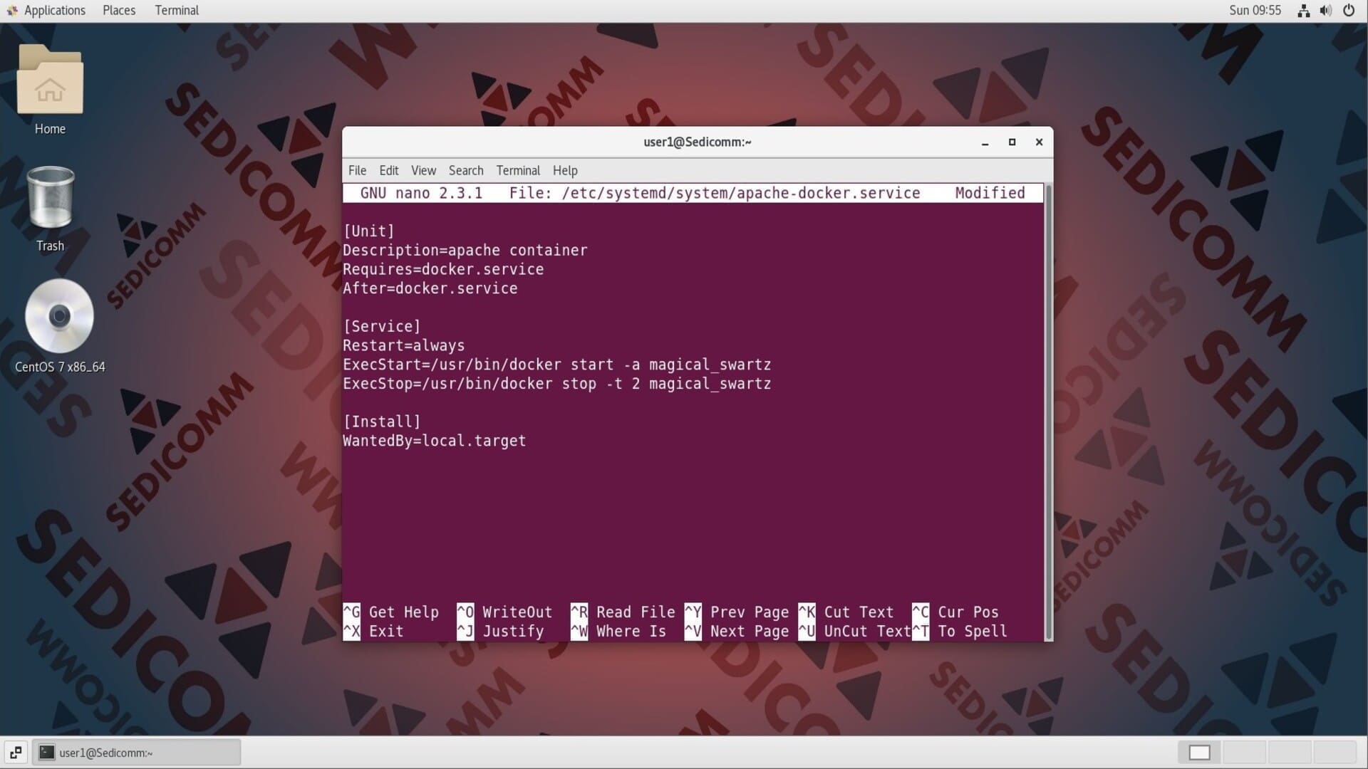 apache docker service