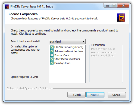Компоненты FileZilla Server