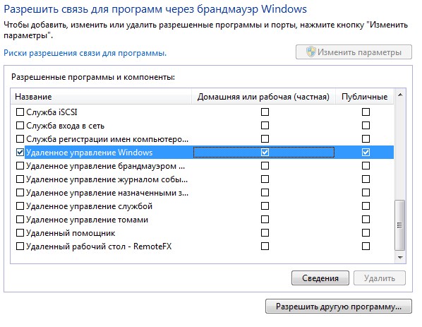 Исключения брандмауэра Windows