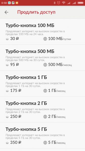 Список турбо-кнопок