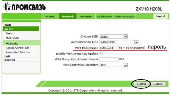 Поле WPA Passphrase