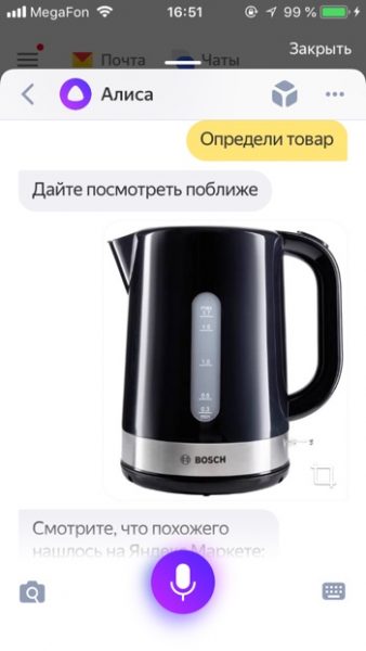 Определение товара с помощью Алисы